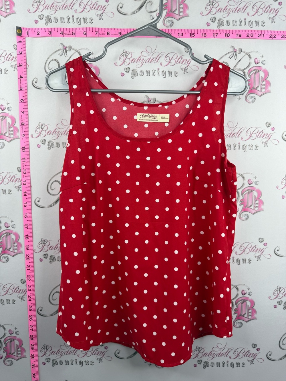 Faded Glory tank top flowy Red Polka Dot Tank Top